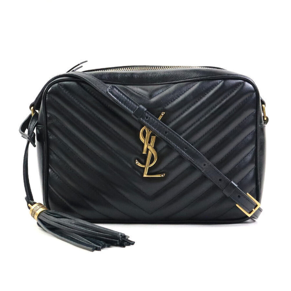 Saint Laurent Crossbody Bag Lou Leather Black Gold